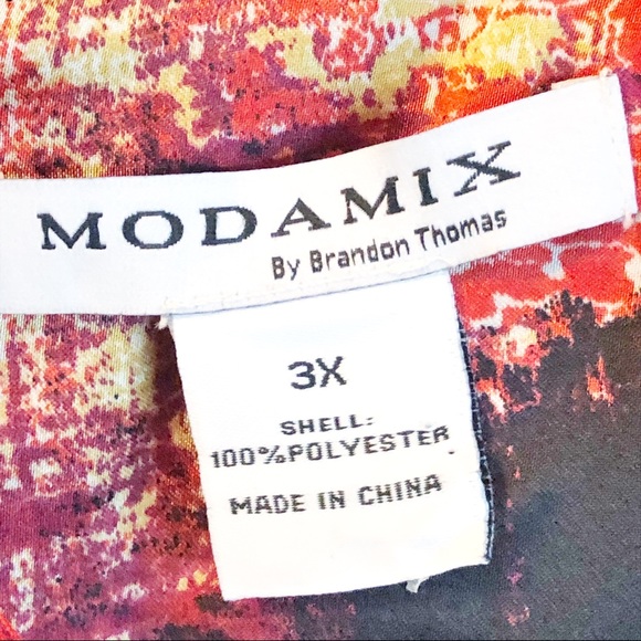 Modamix by Brandon Thomas Colorful Red Print Cropped Blouse Top 3X - Picture 4 of 15